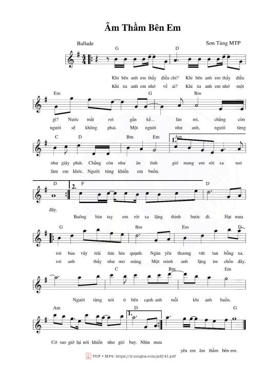 Sheet PDF of Âm thầm bên em