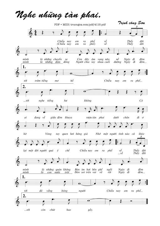 Sheet PDF of Nghe những tàn phai