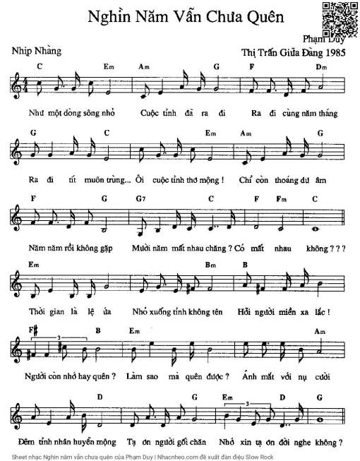 Sheet PDF of Nghìn năm vẫn chưa quên