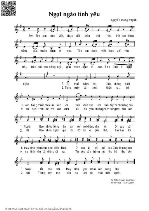 Sheet PDF of Ngọt ngào tình yêu
