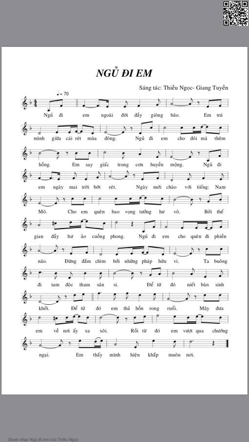 Sheet PDF of Ngủ đi em - Thiều Ngọc