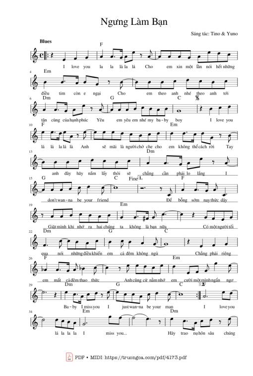 Sheet PDF of Ngưng làm bạn (#ngunglamban)