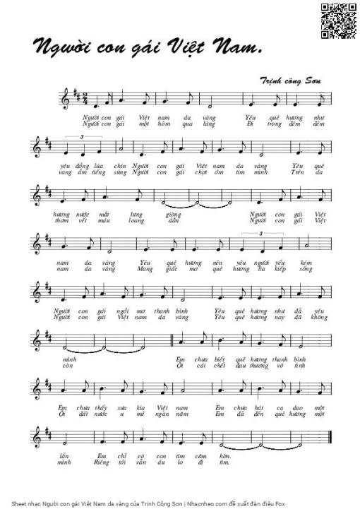 Sheet PDF of Người con gái Việt Nam da vàng