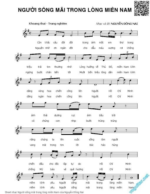 Sheet PDF of Người sống mãi trong lòng miền Nam