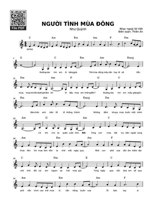 Sheet PDF of Người tình mùa đông (Rouge - ルージュ- That is love - Only love is real - Keep on loving you)