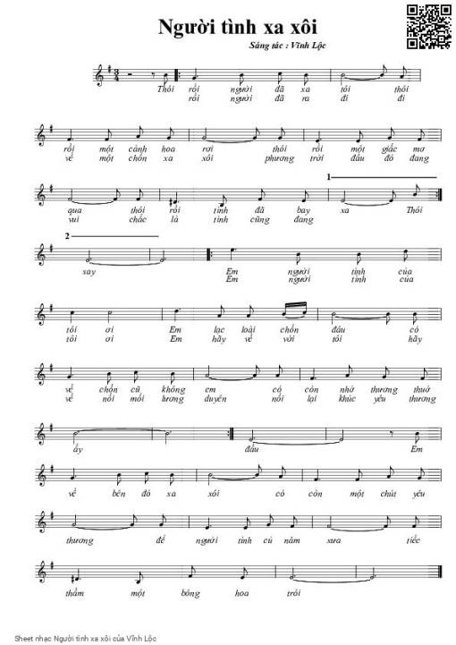 Sheet PDF of Người tình xa xôi