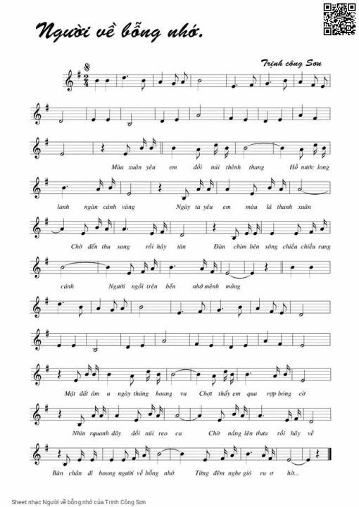 Sheet PDF of Người về bỗng nhớ