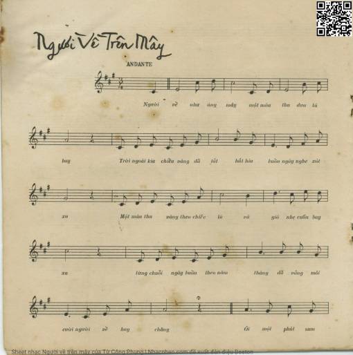 Sheet PDF of Người về trên mây