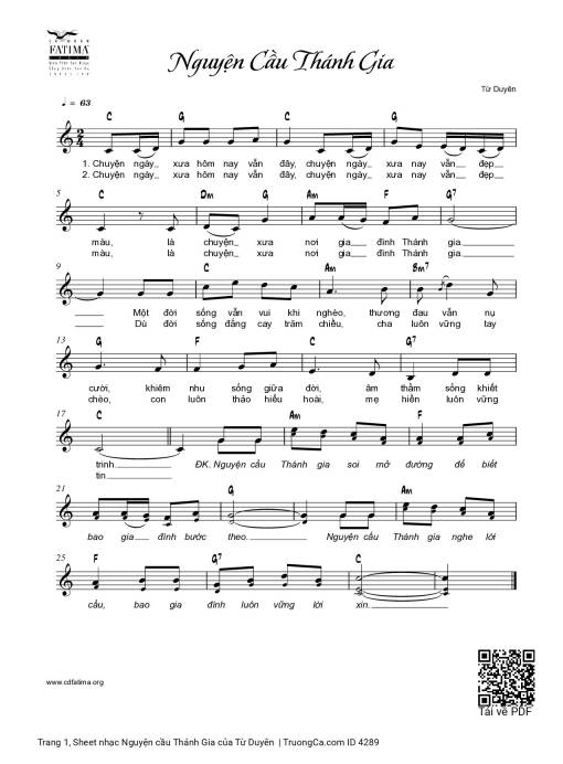 Sheet PDF of Nguyện cầu Thánh Gia