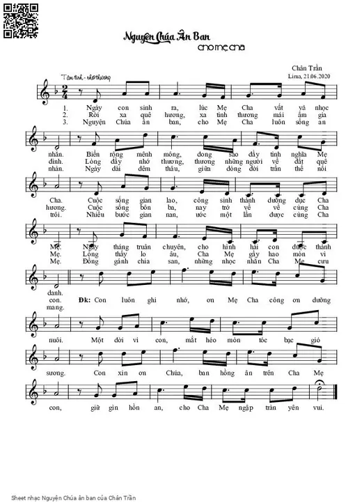 Sheet PDF of Nguyện Chúa ân ban