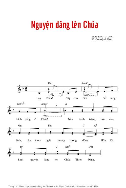 Sheet PDF of Nguyện dâng lên Chúa