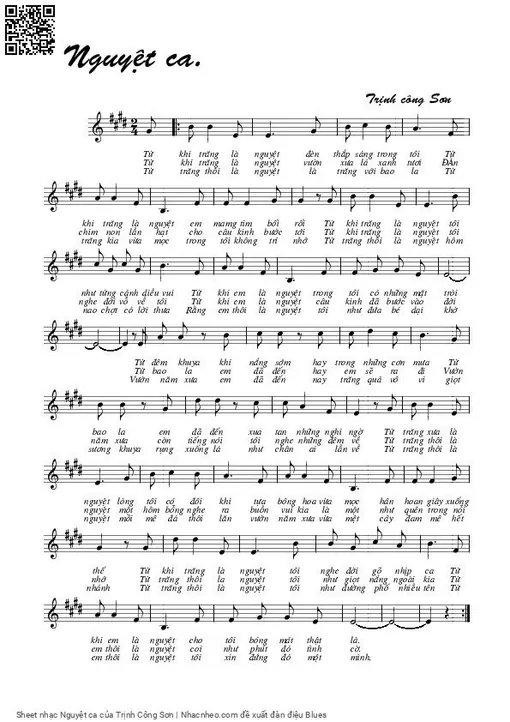Sheet PDF of Nguyệt ca - Trịnh Công Sơn