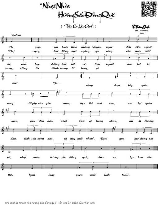 Sheet PDF of Nhạt nhòa hương sắc đồng quê (Tiễn em lần cuối)