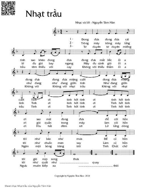 Sheet PDF of Nhạt trầu - Nguyễn Tâm Hàn