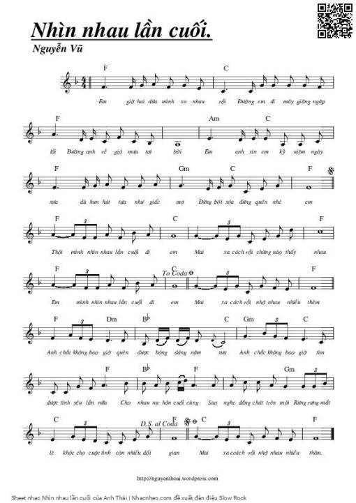 Sheet PDF of Nhìn nhau lần cuối