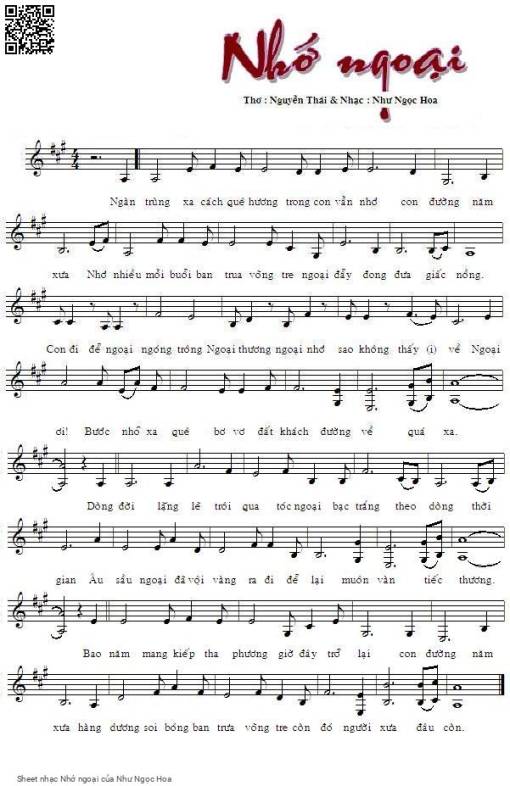Sheet PDF of Nhớ ngoại - Như Ngọc Hoa