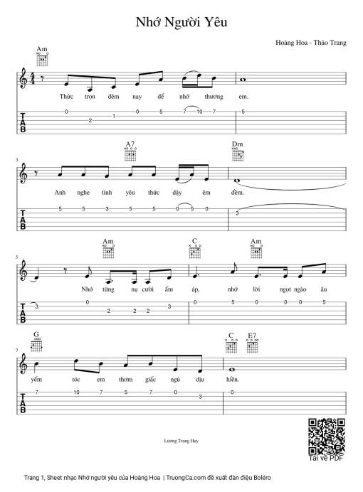 Sheet PDF of Nhớ người yêu