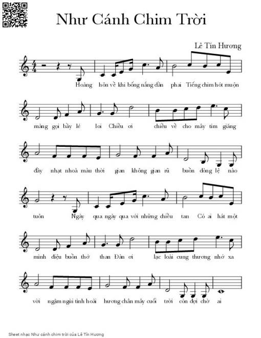 Sheet PDF of Như cánh chim trời