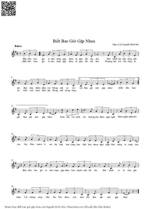 Sheet PDF of Biết bao giờ gặp nhau