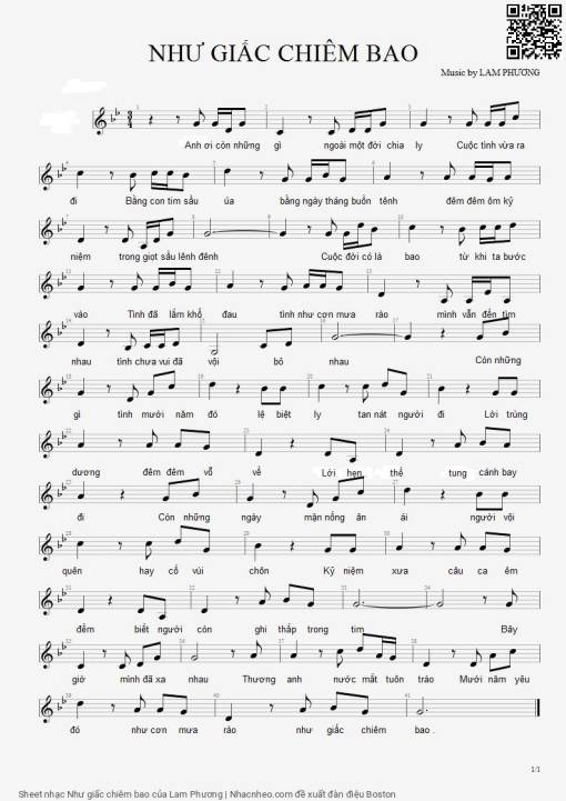 Sheet PDF of Như giấc chiêm bao