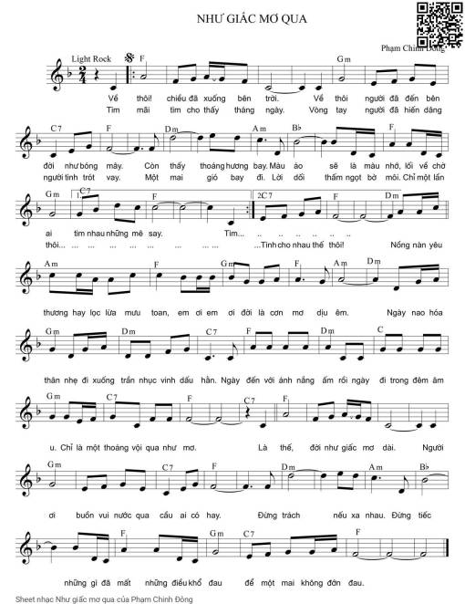 Sheet PDF of Như giấc mơ qua