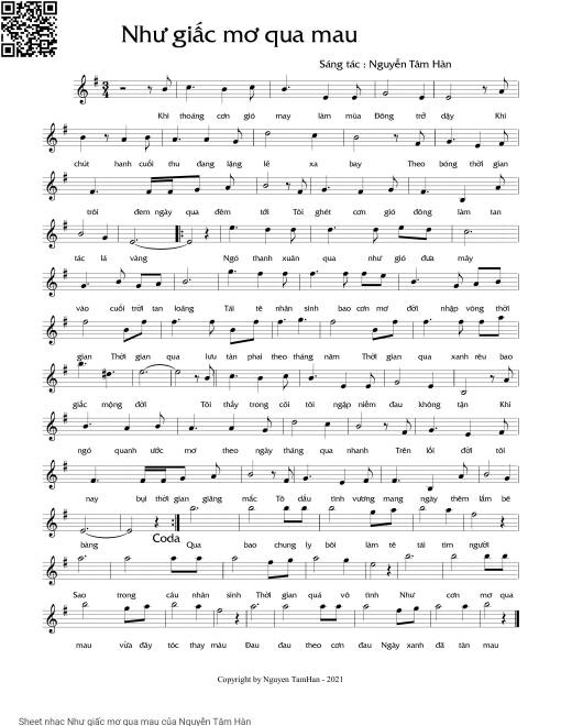 Sheet PDF of Như giấc mơ qua mau