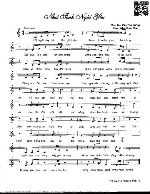 Sheet PDF of Như tình Ngài yêu