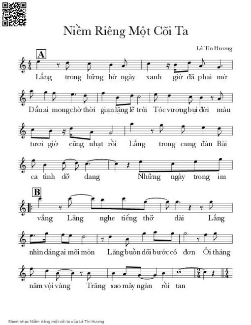 Sheet PDF of Niềm riêng một cõi ta