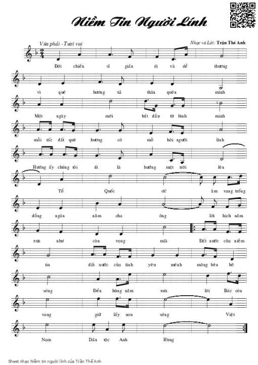 Sheet PDF of Niềm tin người lính