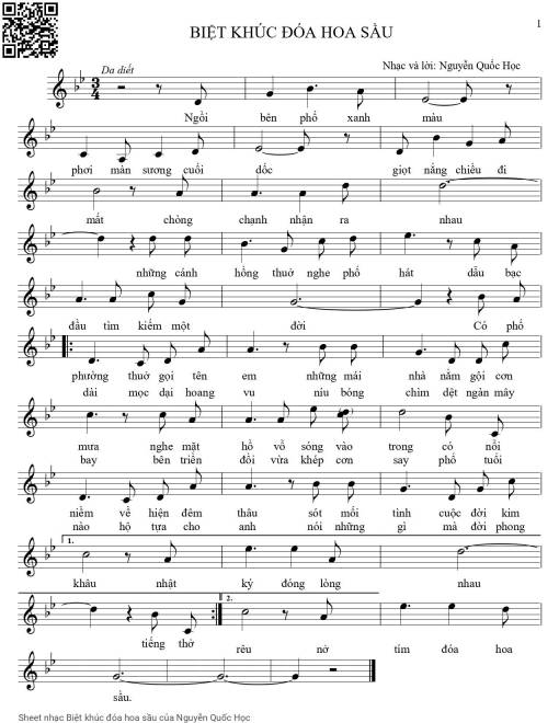 Sheet PDF of Biệt khúc đóa hoa sầu
