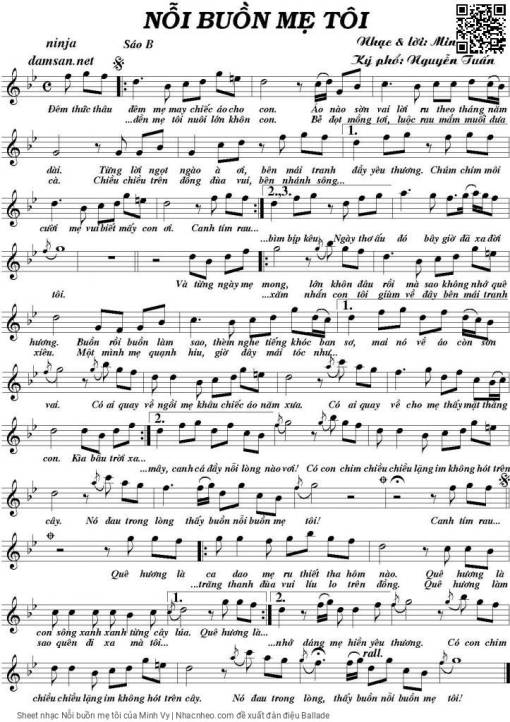 Sheet PDF of Nỗi buồn mẹ tôi