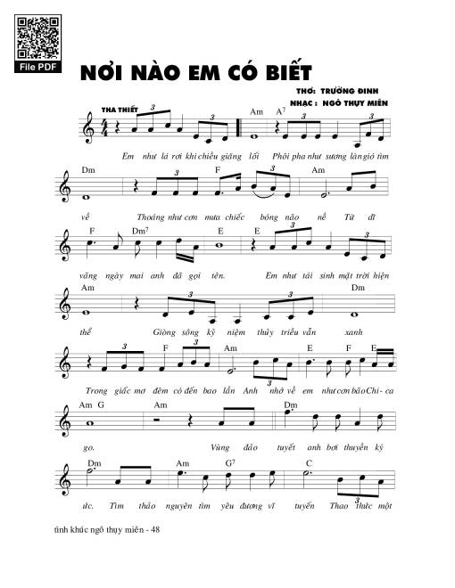 Sheet PDF of Nơi nào em có biết