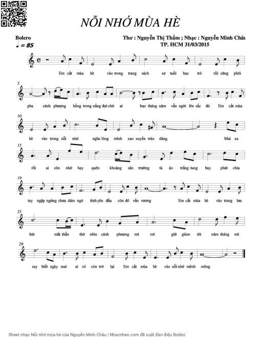 Sheet PDF of Nỗi nhớ mùa hè
