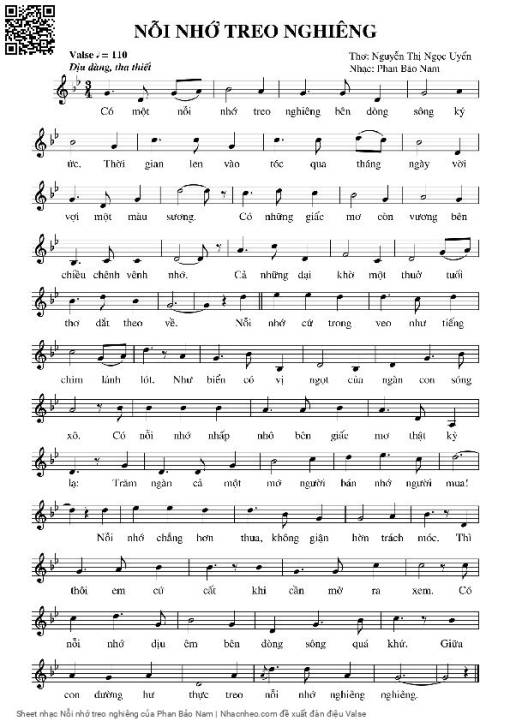 Sheet PDF of Nỗi nhớ treo nghiêng