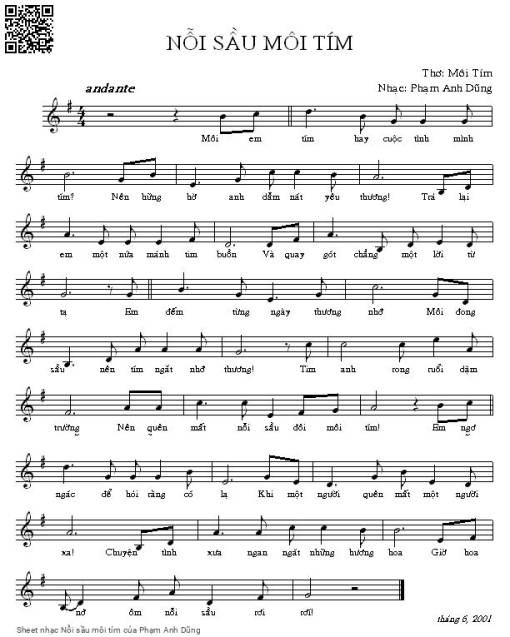 Sheet PDF of Nỗi sầu môi tím