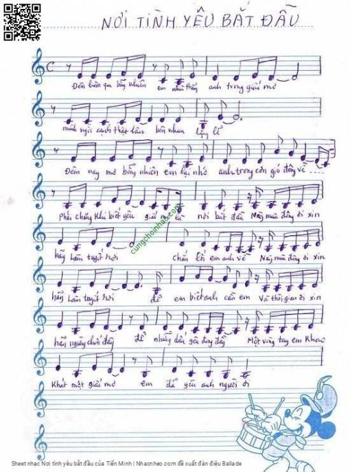 Sheet PDF of Nơi tình yêu bắt đầu