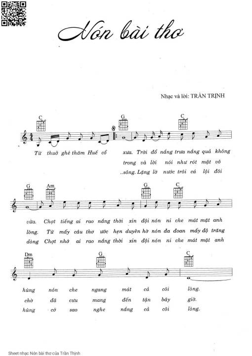 Sheet PDF of Nón bài thơ - Trần Thịnh