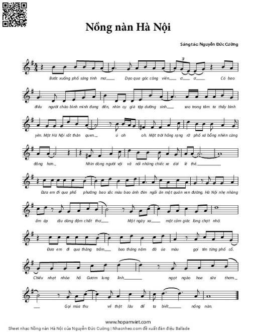 Sheet PDF of Nồng nàn Hà Nội