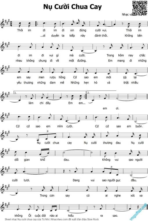 Sheet PDF of Nụ cười chua cay