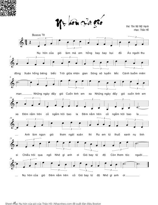 Sheet PDF of Nụ hôn của gió