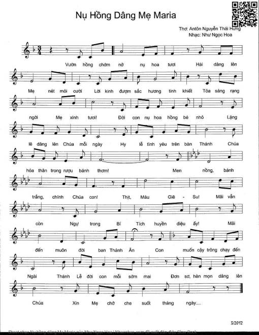 Sheet PDF of Nụ hồng dâng Mẹ Maria