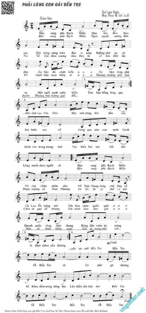 Sheet PDF of Phải lòng con gái Bến Tre