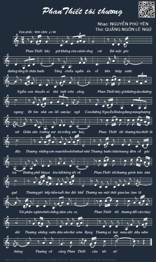 Sheet PDF of Phan Thiết tôi thương