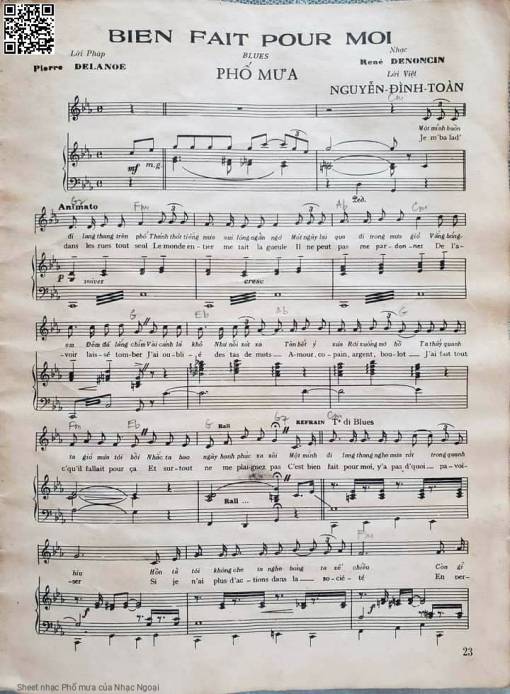 Sheet PDF of Phố mưa - Nhạc Ngoại