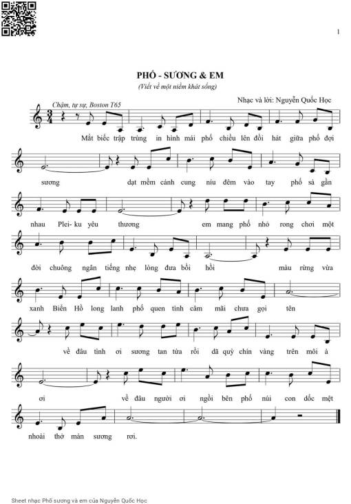 Sheet PDF of Phố sương và em