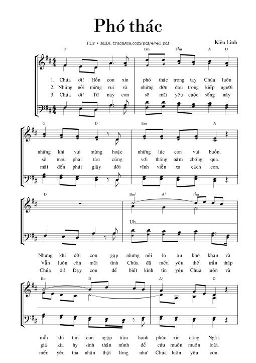 Sheet PDF of Phó thác - Kiều Linh