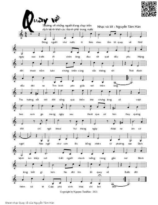 Sheet PDF of Quay về - Nguyễn Tâm Hàn