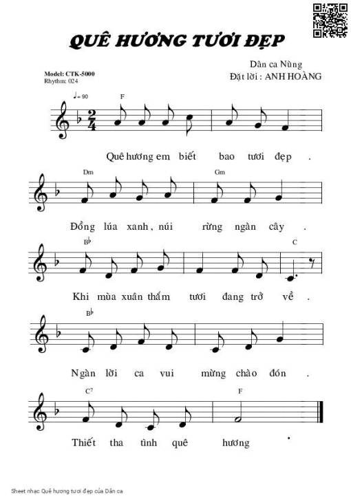 Sheet PDF of Quê hương tươi đẹp