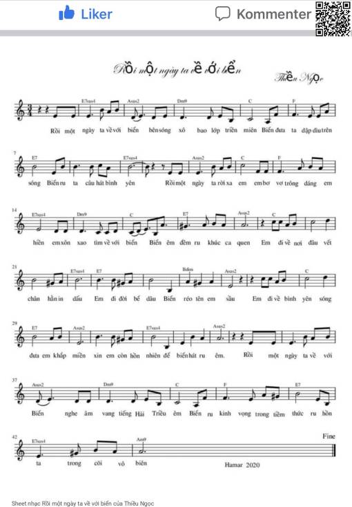 Sheet PDF of Rồi một ngày ta về với biển