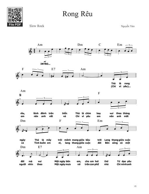 Sheet PDF of Rong rêu - Nguyễn Tâm
